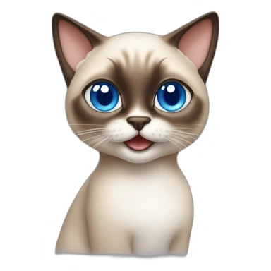 Siamese cat with blue eyes eating whipped cream sticker