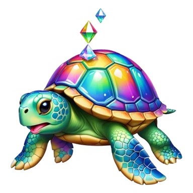 Rhinestone diamond Turtle sticking its tongue out in a rainbow  sticker
