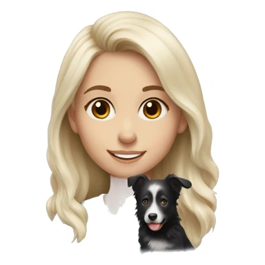 Pale blonde girl with black Australian shepherd puppy sticker