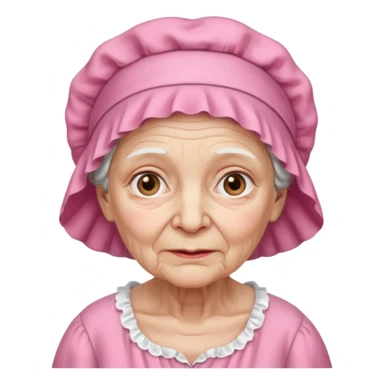 sick old woman with pink night gown, pink bonnet on her head sticker
