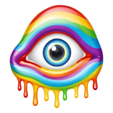 melted rainbow gummy eye sticker