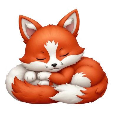Cute sleeping red white kitsune baby sticker