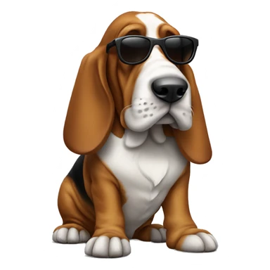 Dog basset hound full-height with sunglasses sticker