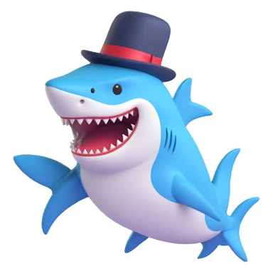 shark wearing a top hat sticker