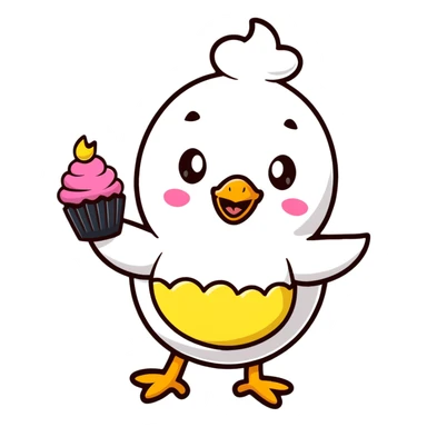 chick in cupcake costume shouting “Yay!” sticker