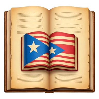 Open vintage book showing detailed stage design sketches, blueprints of theatrical sets, Puerto Rican flag elements woven into the designs, wooden borders, emanating a golden timeless glow sticker