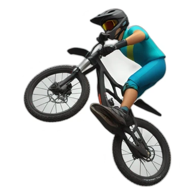 downhill mountainbike with rider on a downhill slope jumping sticker