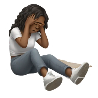 A girl laying down on the floor crying sticker