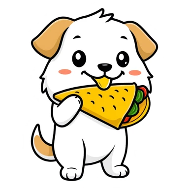 Dog eating a taco sticker