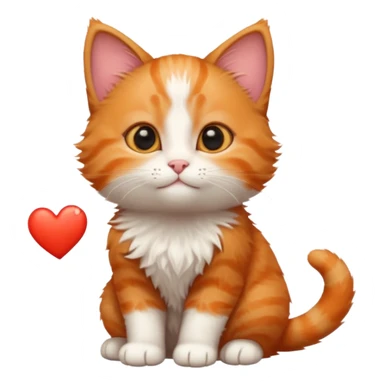 ginger kitten with a heart loves you sticker