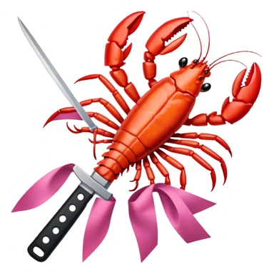 a knife with a pink ribbcrayfish broilon bow sticker