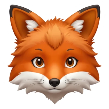 cute fox only face colors of an animal emoji, not a person, meaning only one color for the eyes sticker