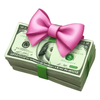 money with pink bow sticker
