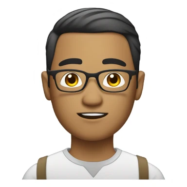 create a filipino man with a burst fade hair cut wearing glasses writing a note sticker
