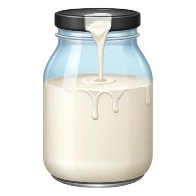 a jar of milk but the top is sticky and its dripping but theres no lit sticker
