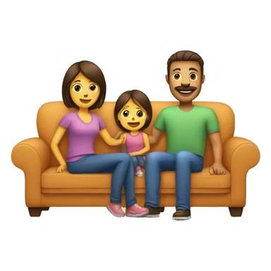 mom and dad and kid on couch sticker