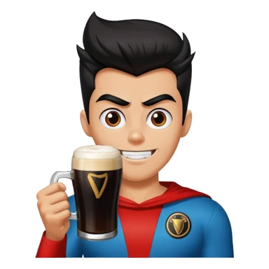 A freakazoid holding a guiness sticker