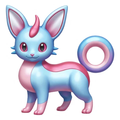 Shiny Pastel Translucent Sparkly Skitty-Milotic-Sylveon-Lumineon-Dragonair-Fakémon-hybrid-creature (full body)  sticker