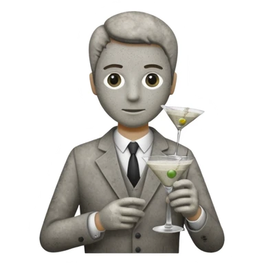 a pile of dust holding a martini sticker