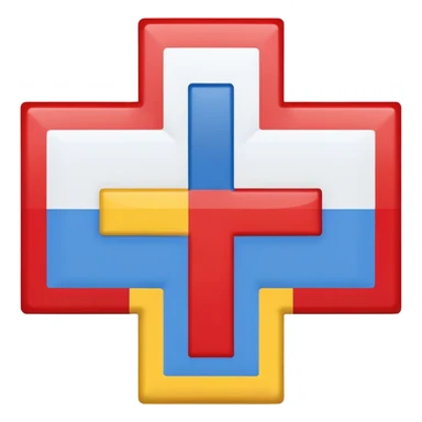 create a flag where the layout is like georgian one big cross for corner. the big cross i want is yellow and top right blue too left red bottom right red bottom left blue a big cross in the middle but iinside the flag not some other. just create georgian flag but the collors as i sayd sticker