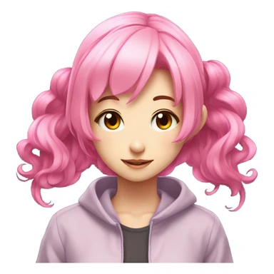 a twin tail anime girl that has pink hair getting headpats sticker