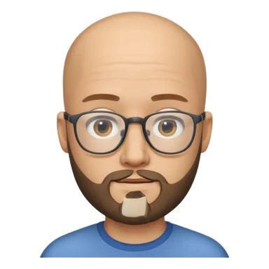 Quiero un emoji de un hombre pelado, con lentes y barba, pero que se vea joven sticker