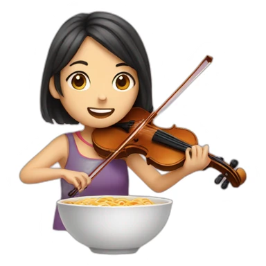 girl playing violin and eating ramen sticker