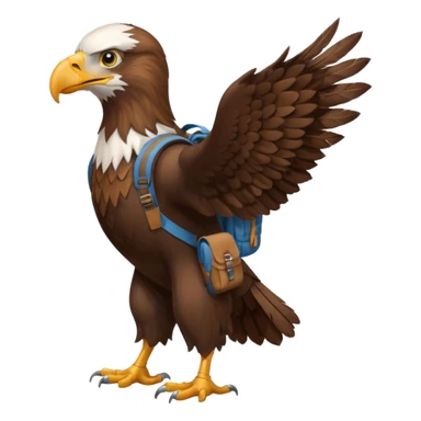 a eagle walking with a backpack
 sticker