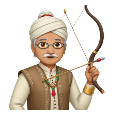 old indian male teacher in traditional attire archer sticker