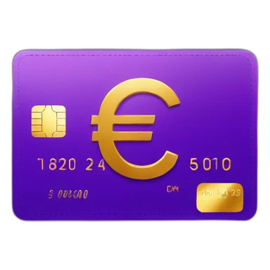 Purple Credit card with huge golden euro sign sticker