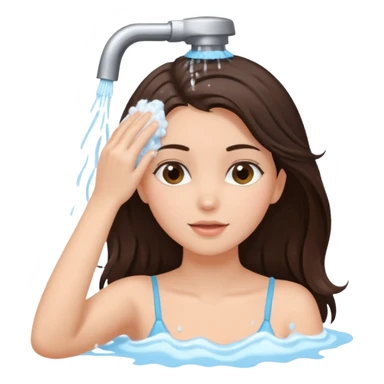 Beautifull brunette girl wash het hair sticker