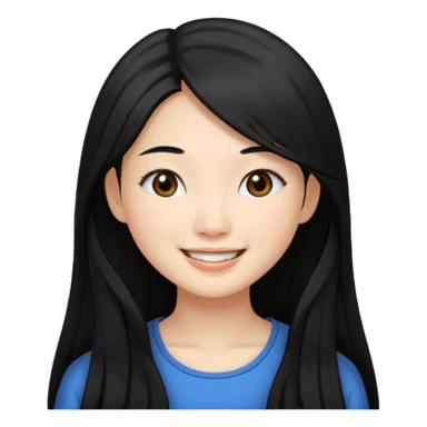 Pretty Asian girl with money long hair sticker