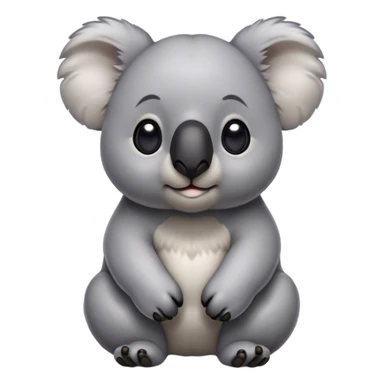 Cinematic Noble Koala Portrait Emoji, Poised and regal, with a stocky, cuddly build and a plush, well-groomed grey fur, large round ears and a distinctive big black nose, deep-set soulful dark eyes, Simplified yet sharp and sophisticated features, highly detailed, glowing with a soft, dignified glow, high shine, intelligent and gentle, stylized with an air of eucalyptus elegance, focused and attentive, soft glowing outline, capturing the essence of a watchful and confident marsupial, so majestic it feels as though it could climb out of the screen with effortless authority! sticker