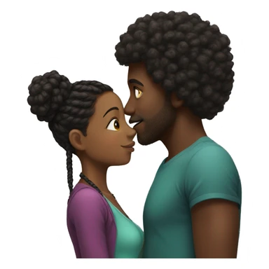 Black Guy with Afro kissing black girl with braids  sticker