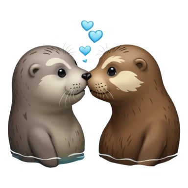 Grey seal and brown otter kissing each other  sticker