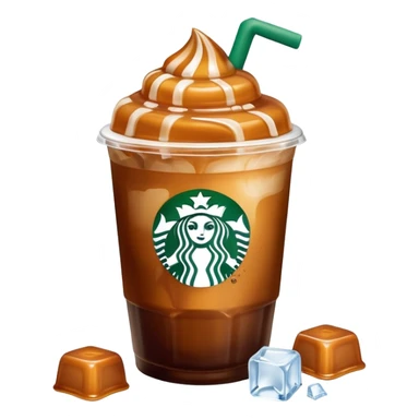 Starbucks caramel coffee with 3 ice cubes sticker
