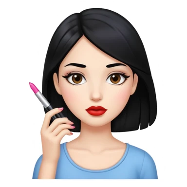 Girl with black hair and lipgloss sticker