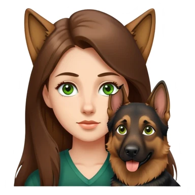 girl with long brown hair and green eyes with one german shepherd  sticker