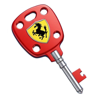 red Ferrari key with a blue background sticker
