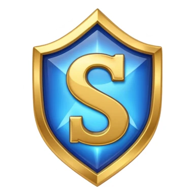 Create a custom emoji badge featuring a stylized letter “S”. Style it after the Challenger rank from League of Legends. Use gold & sapphire blue colors, radiant glow effects, and a majestic, high-prestige frame and elite aura.
 sticker