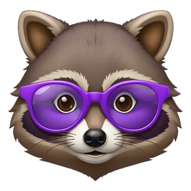 Raccoon with purple glasses sticker