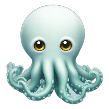cute white kraken with cute face shy  sticker