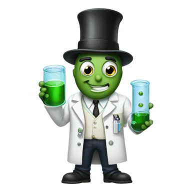 Pickle as a scientist with a top hat sticker