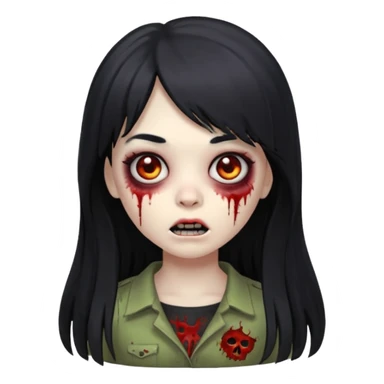 girl zombie long hair side bang ios memoji sticker