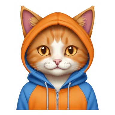 A cat wearing a Blue hoodie sticker