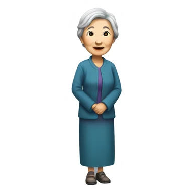 old asian lady standing upfront sticker