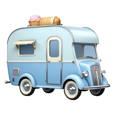 hot rod ice cream caravan,1935 fiat trailer,pearl blue  sticker