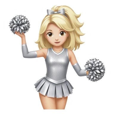 Cheerleader with blonde hair down holding Pom Pom’s wearing all silver and glitter sticker