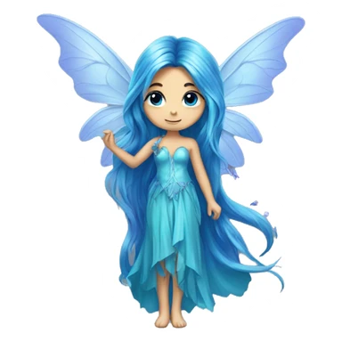 Beautiful,blue flower, fairy, blue, turqoise, silver, purple, long hair, big wings sticker