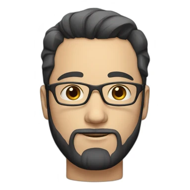 White man with black hair and beard and big forehead wearing glasses sticker